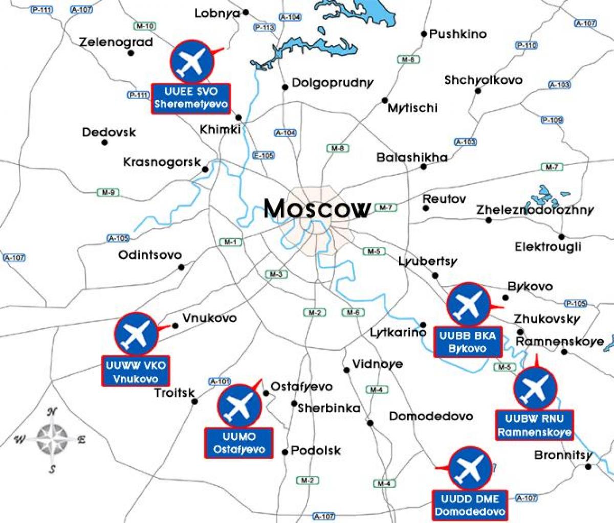 peta Moscow lapangan terbang