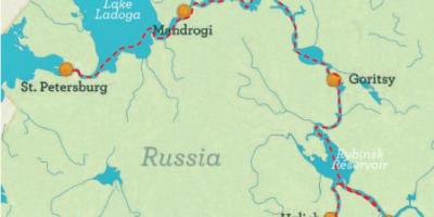 Peta dari St Petersburg untuk Moscow pelayaran